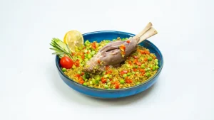 lamb frikah فريكة لحم syrian tosted wheat with green peas, capsicum, served with lamb result