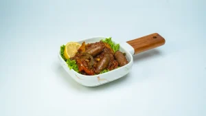 Rice-stuffed sausage dish