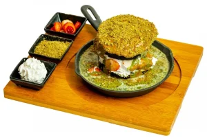 براوني بالفستق بانكيك brownie pistachio pancake result
